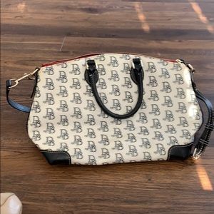Dooney Bourke Black/White DB logo Satchel Monogram